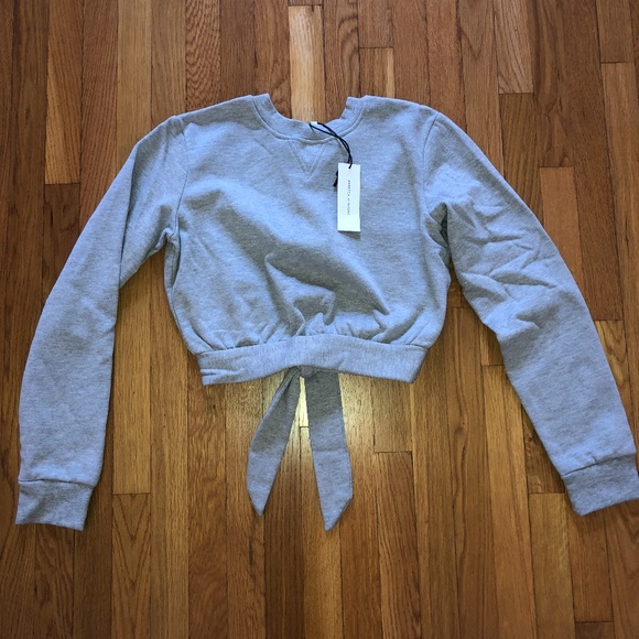Rebecca Minkoff Molly Tie Back Crop sweatshirt SM NWT - Picture 3 of 6
